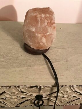Himalayan Salt Lamp on Wooden Base - Pale Pink